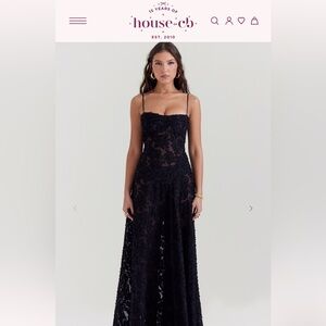 House of CB Seren Black Floral Lace Back Maxi Dress